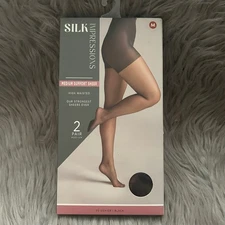 Silk Impressions Medium Support Sheer Tights Womens Medium Black High Waisted