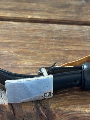 Vintage Lauren Ralph Lauren Thin Black Italian Leather Belt  display picture 2