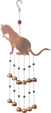 25" H Fancy Cat Wind Chimes for outside - Unique Memorial Windchime for Outdoor 