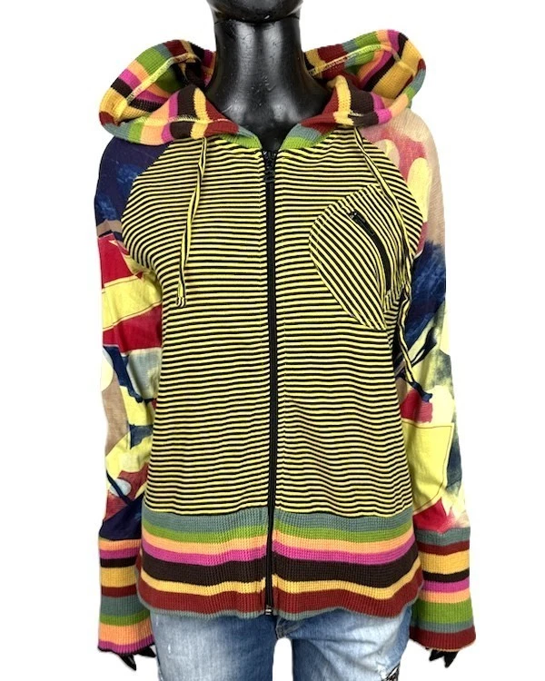 Cardigan femme L multicolore Desigual Cardigan avec capuche zippée coton boho - Photo 2/4