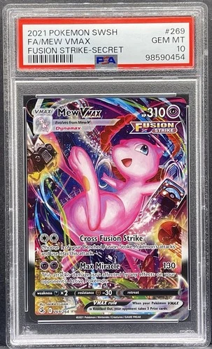 2021 POKEMON SWORD & SHIELD FUSION STRIKE SECRET #269 FULL ART/MEW VMAX PSA 10