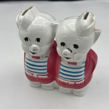 Rare Vintage Twin Piggly Wiggly Style Plastic Coin Bank-Good Condition