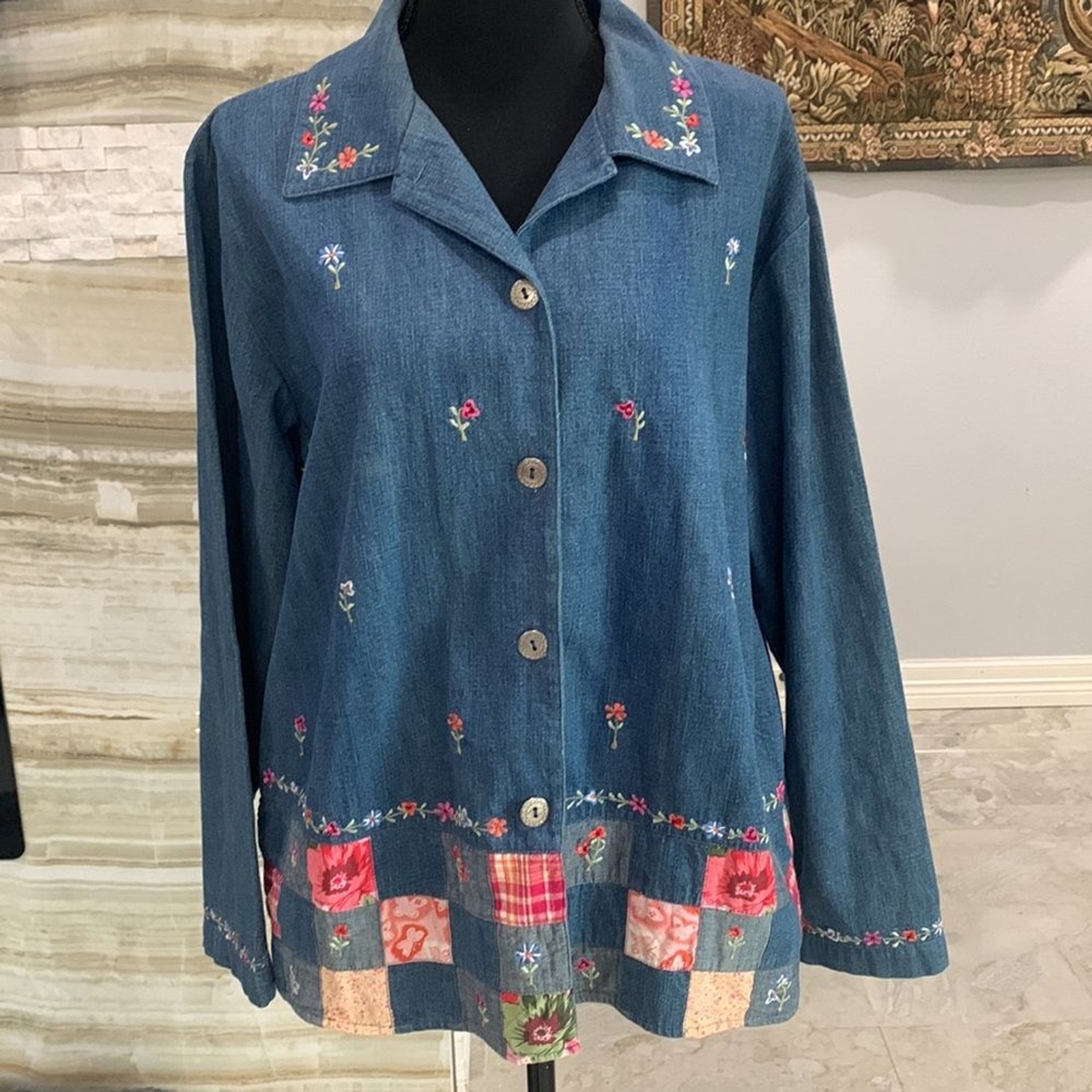 Bobby Brooks Spring Patchwork Denim Style Top. Si… - image 2