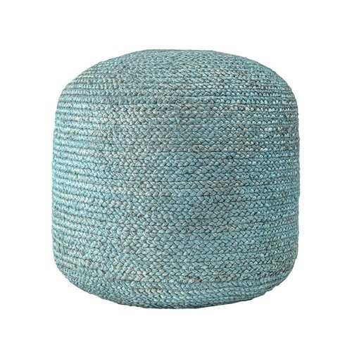 nuLOOM Indoor Round Pouf 14" H X 18" W, Bristol Braided Solid Jute Filled Green - Picture 2 of 5