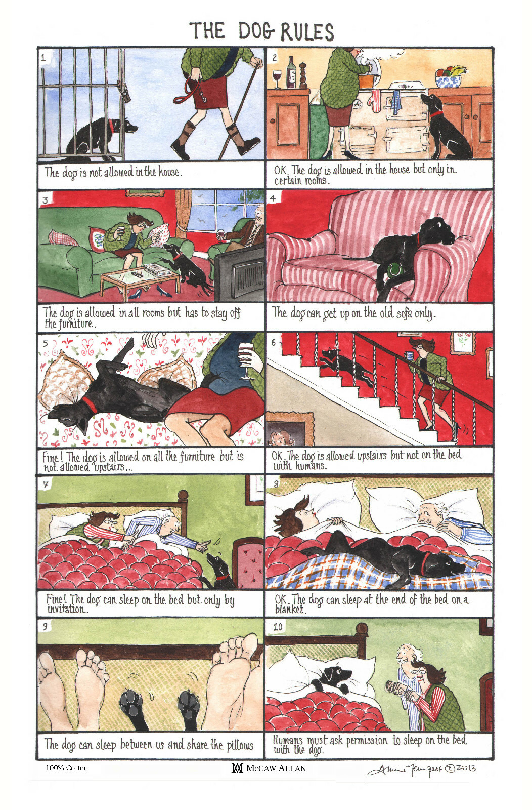 The Dog Rules tea towel DOGS Funny Dog Tea Towels Comical novelty tea towel