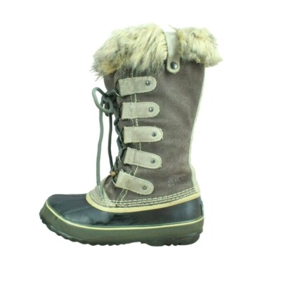 Sorel Joan of Arctic Womens Gray Suede Waterproof Shearling Lined Winter Boots 5