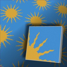 Zementfliese Sonne in blau gelb Bodenfliese Vintage Retro Jugendstil Fliesen