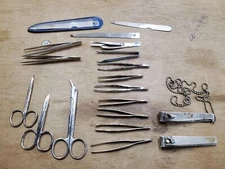 Lot of 19 Vintage Manicure Pedicure Tools Millers Forge Tweezers Clippers Files