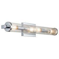 Wandlampe Wandleuchte Feuchtraum Badezimmerlampe Chrom Glas IP44 H 69,1 Cm