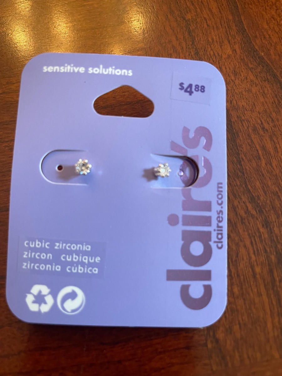 Cubic Zirconia Claires Men Earrings NEW Silver Cubic Zirconia