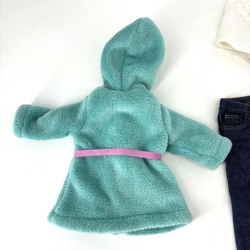 Lote de ropa de niña americana vestido ayudante de Santa, bata, jeans, poncho suéter, sombrero - Imagen 3 de 15