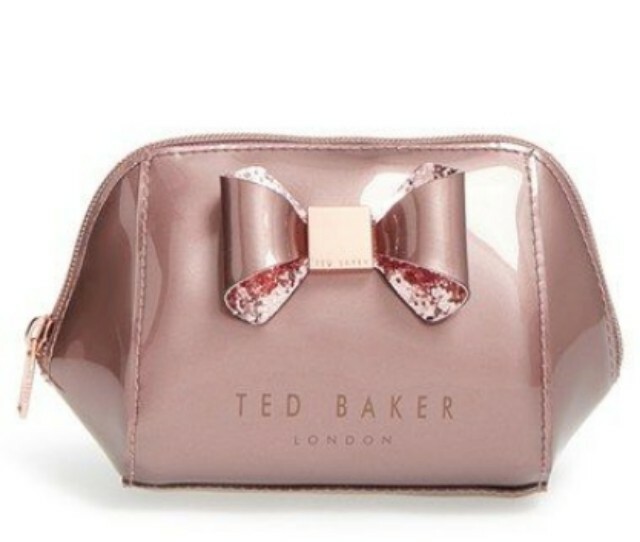 Ted Baker London Small Glitter Bow Trapeze' Cosmetics Case
