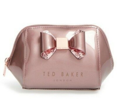Ted Baker London Small Glitter Bow Trapeze' Cosmetics Case