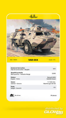 HELLER – Maquette Blindé Starter Kit – VAB 4x4 Ukraine – Échelle 1:35 – Réf. 57130