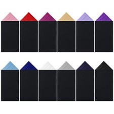 12 Pcs Men Pre Folded Pocket Squares Polyester Suit Handkerchief on Card Masc...