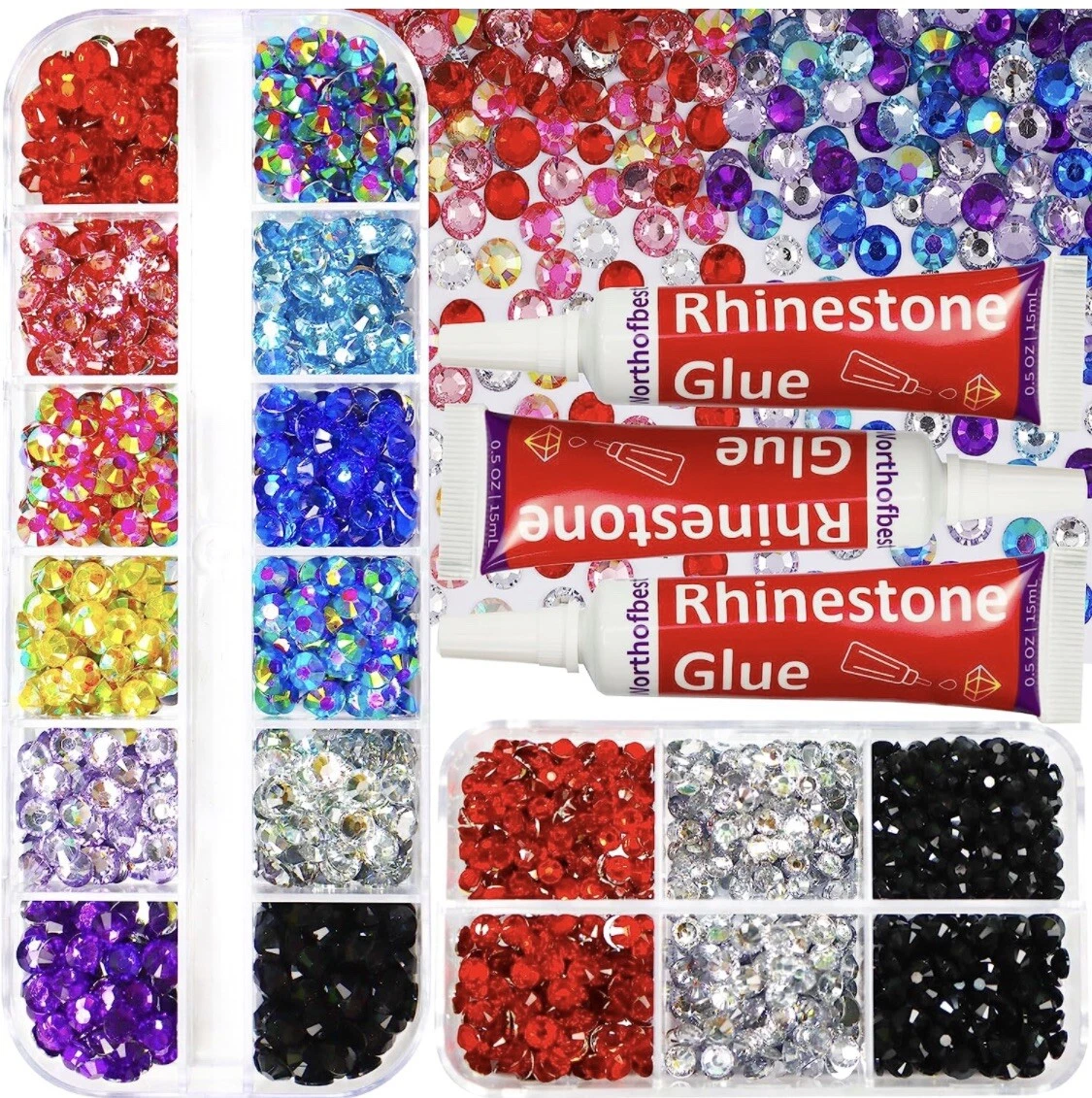 Rhinestones for Crafts with Gem Glue Clear, Bedazzler kit