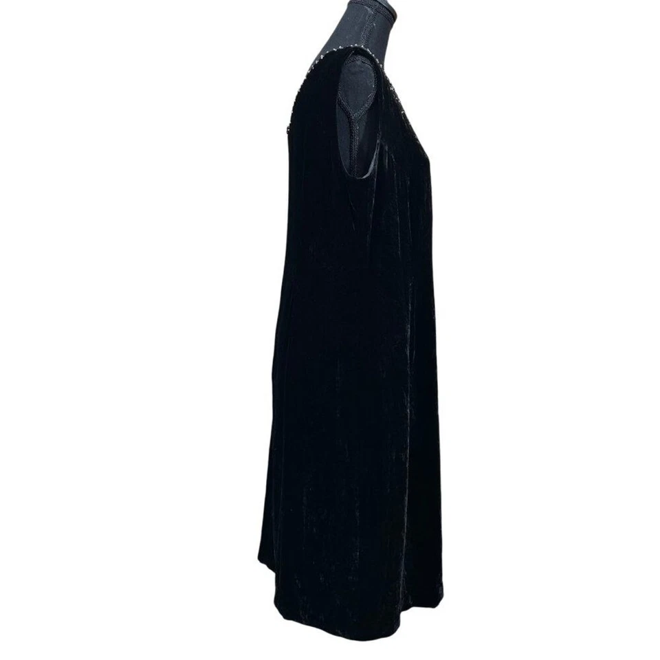 Vestido Rochas Paris Negro Seda Terciopelo Joya Escote Sin Mangas EU 42, US 6 Foto 3 de 4