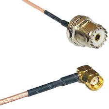 RG316 UHF Female BULKHEAD to RP-SMA MALE ANGLE RF Cable Rapid-SHIP LOT