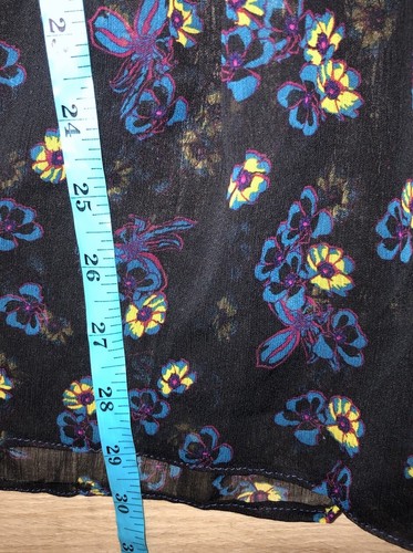 Xhilaration Skirt M Black Floral Midi Elastic Waistband Tiered Hem - Picture 7 of 7