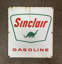 Sinclair Gasoline Porcelain Pump Plate Sign - 12" wide x 13 3/8" tall