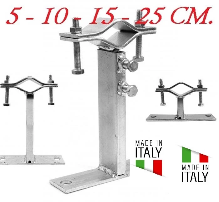 STAFFA ZANCA TIPO EMILIA FISSAGGIO ANTENNA PALO TV 5 - 10 - 15 - 25 CM