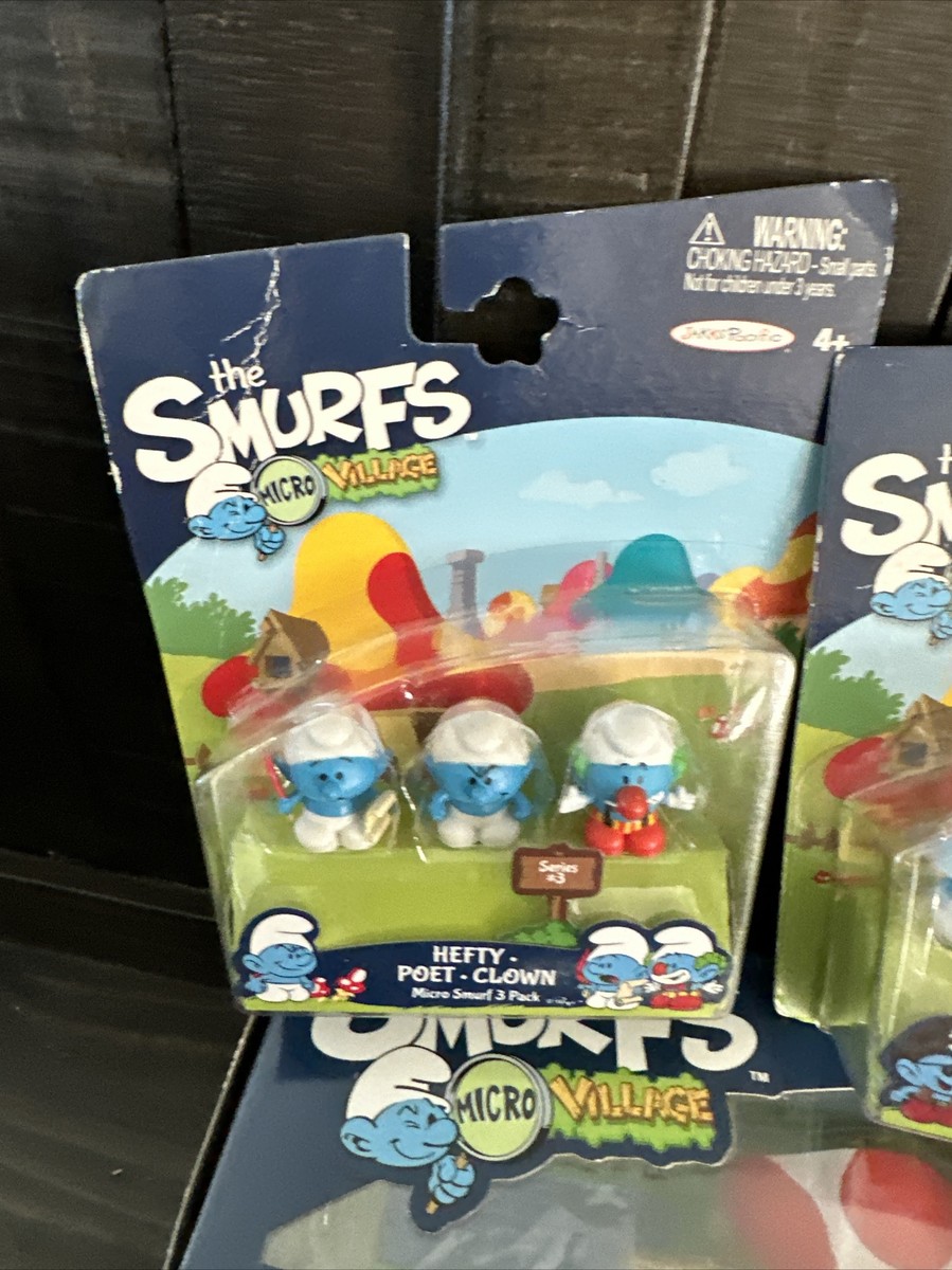 The Smurfs Micro Village Set of 3! Harmony, Pirate,Clown,Series #3