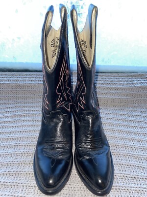 Old West Cowboy Western Boots Womens Size 6.0 D Red & Ivory Stitching