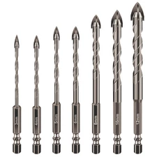 7pcs Tungsten Steel Glass Tile Drill Bit Set 3-12mm for Marble Mirror Ceramic