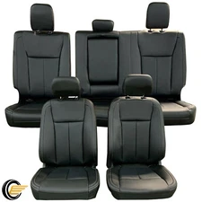 Full Set Black Seat Cover Set For F150 SUPER Crew Cab 2015-2022 with Armrest