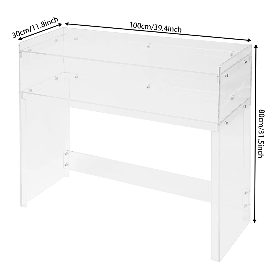 Mesa de acrílico moderna de 2 niveles mesa de entrada transparente mesa de entrada pequeña 100??30??80cm Foto 2 de 4