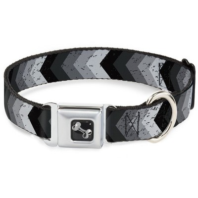Dog Collar Bone Chevron Weathered Black/Grays WIDE-Large 20-31'' (US IMPORT)