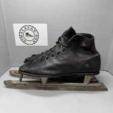 Antique ARCO Nickel Flash Tubular Ice Skates Leather Speed Skates Vintage Size 9