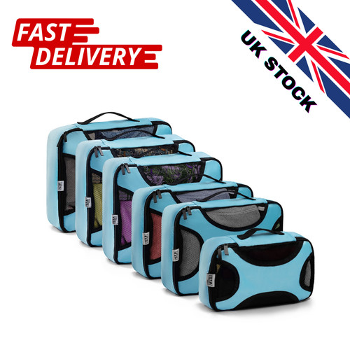 Packing Cubes for Suitcase – Blue Travel Organiser Set, 6 Pieces Lightweight