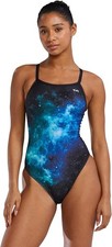 TYR Girls Durafast Elite Diamondfit Swimsuit Blue Starborne Size 24