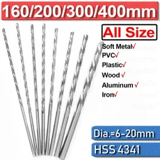 Metal Drilling 160-400mm Extra Long High Speed Steel HSS Twist Drill Bits Bit