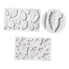 3pcs Leaf Fondant Mold Rose Leaves 3D Leaf Silicone Mold for 3pcs Leaf Molds