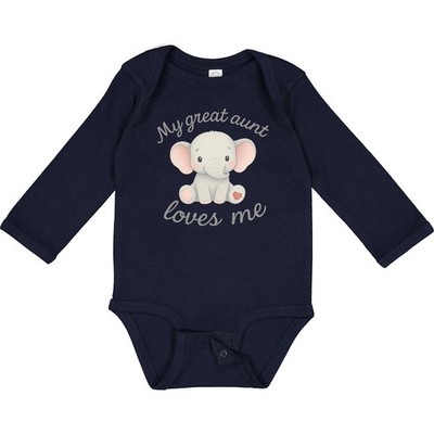 Inktastic My Great Aunt Loves Me Elephant Long Sleeve Creeper