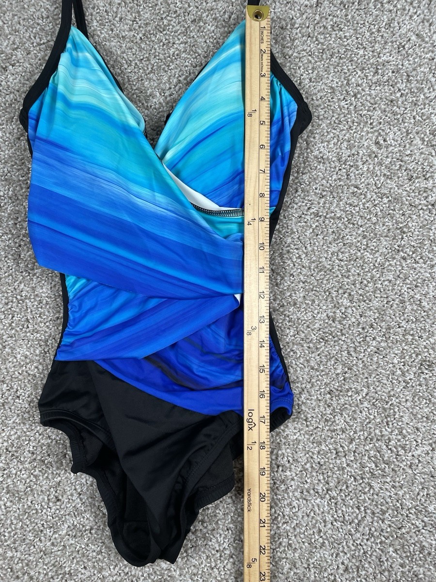 Embrace Your Curves By Miracle SwimSuit Makenna Wrap Surplice Ombré Sz M 8-10 View 3