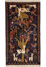 3.9 x 6.8 Pictorial Animals Tribbal Afghan Rug #S10-595