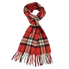 Briomhar Tartan Plaid Wool Winter Scarf for Men - 100 Lambswool Thomson Red