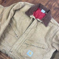 Vintage Carhartt Duck Cloth Insulated Coveralls Brown Hooded Union Made USA 44R