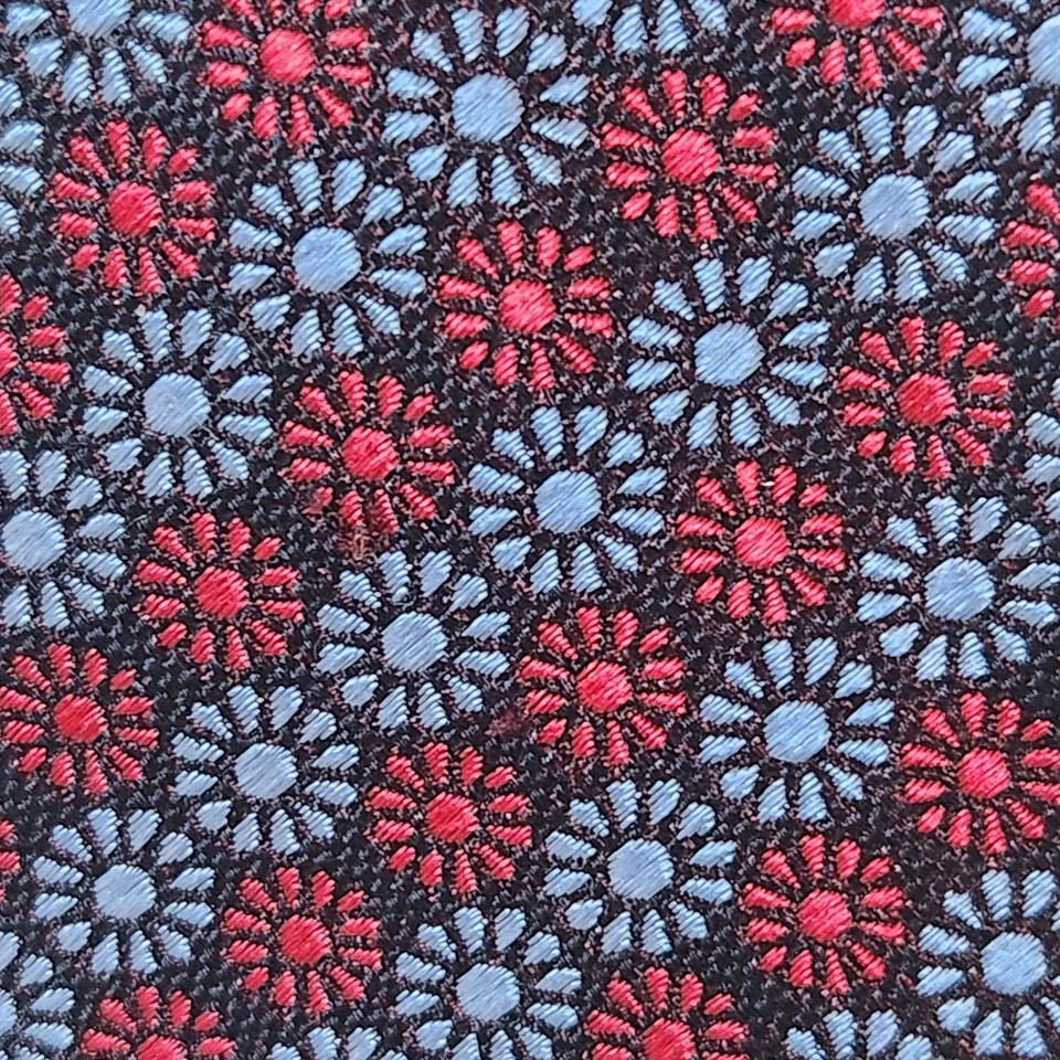 Corbata de seda Harrods azul rojo flor geométrica.  Ecu.  Magnífica corbata! Foto 2 de 4