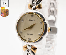Vintage 1996 NEAR MINT SEIKO Exceline 4N20-1090 Flower 6P Diamond Womens Watch