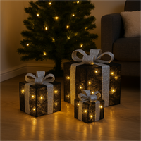 3Er Set Led Geschenkboxen Deko Weihnachten Weihnachtsdeko Warmweiß Mit Timer