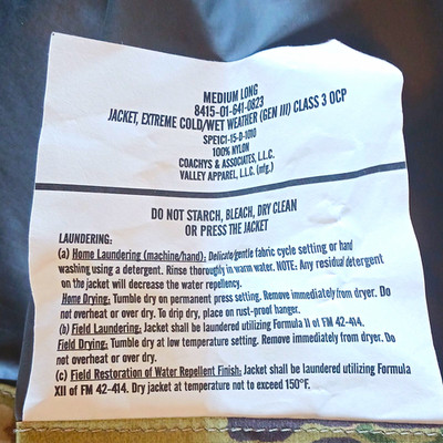 Valley Apparel ECWCS Gen III Level 6 OCP Jacket Med Long