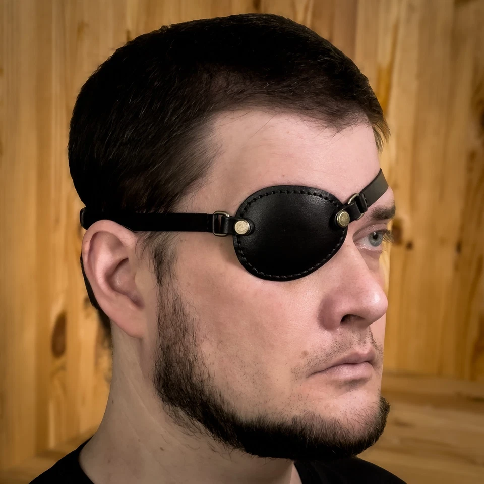 4 in 1 kit, occluder black leather eye patch, pirate eye patch, cosplay - Image 4 of 4