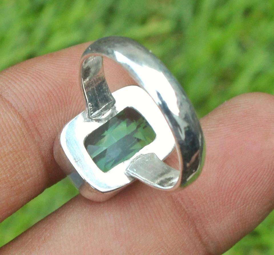 Лабораторный аквамарин 925 пробы группы и заявление кольцо ручной работы кольцо все размер - Изображение 2 из 4