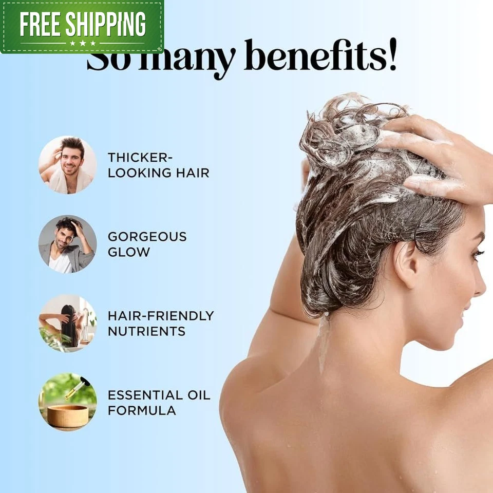 Xampu de alecrim e biotina para queda de cabelo - Vegano 16 fl oz (pacote com 1) - Imagem 2 de 4