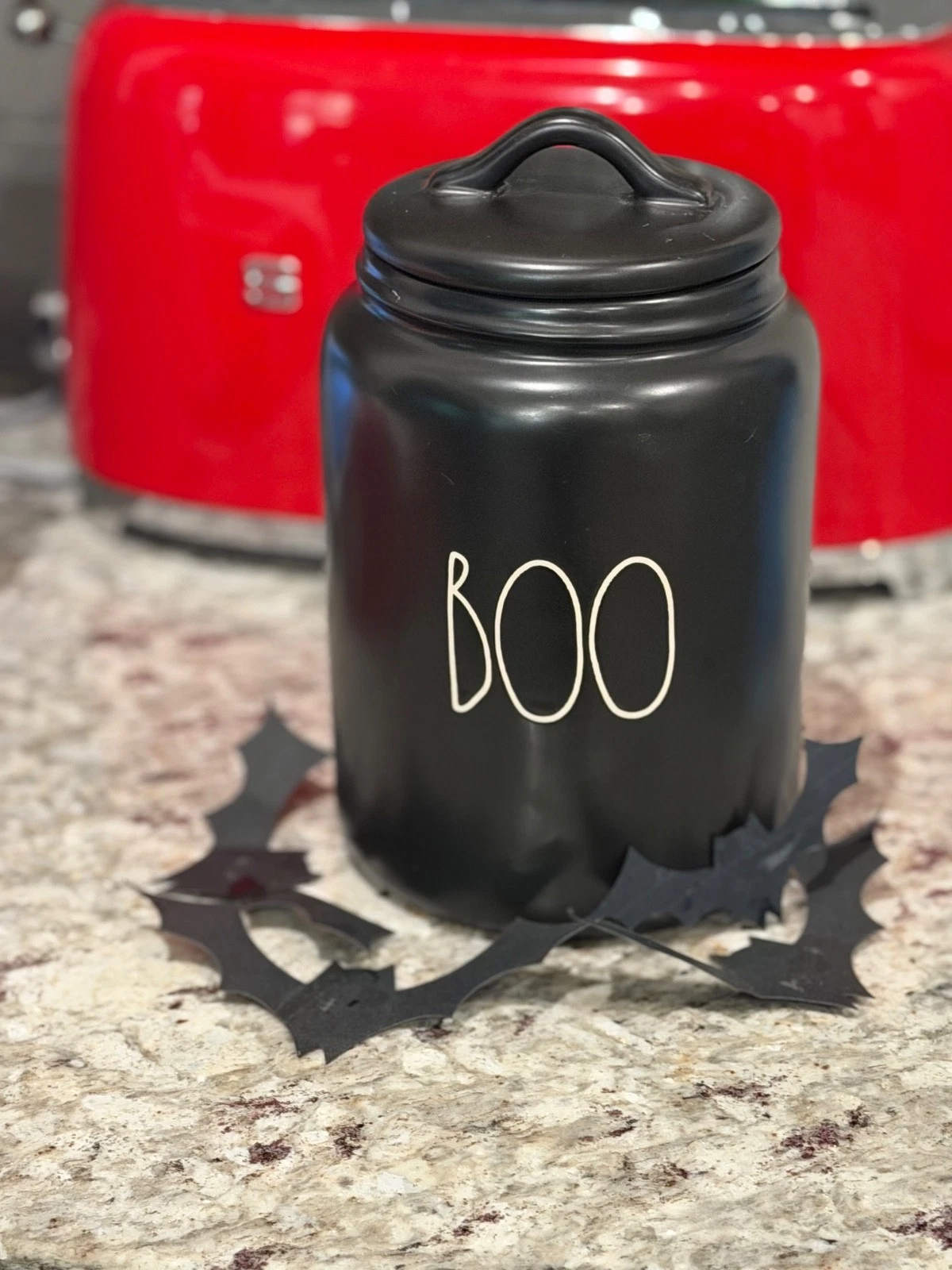 RAE DUNN 2019 ARTISAN COLLECTION BY MAGENTA BOO CANISTER BLACK 9.5 TALL