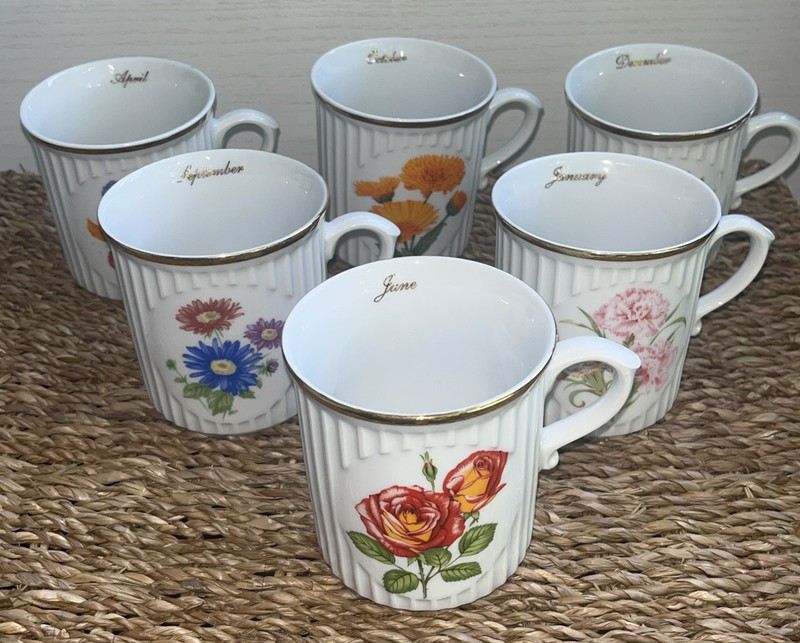 Czech Bohemia Flower Of The Month Coffee Or Tea Mugs 6 Different Months